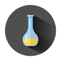 chimica bicchieri cartello icona nel piatto stile. borraccia test tubo vettore illustrazione su nero il giro sfondo con lungo ombra. alchimia attività commerciale concetto.