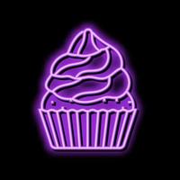 Cupcake cibo dolce neon splendore icona illustrazione vettore