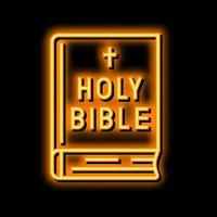 Bibbia libro neon splendore icona illustrazione vettore
