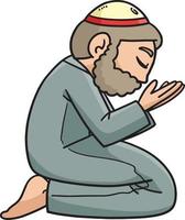 Ramadan musulmano preghiere cartone animato colorato clipart vettore