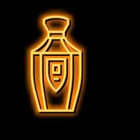 bicchiere fragranza bottiglia profumo neon splendore icona illustrazione vettore