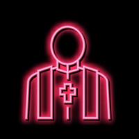 sacerdote pastore neon splendore icona illustrazione vettore