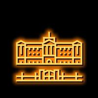 Buckingham palazzo neon splendore icona illustrazione vettore