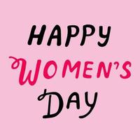 vettore illustrazione. contento Da donna giorno lettering su rosa sfondo. saluto carta con decorativo mano disegnato elementi