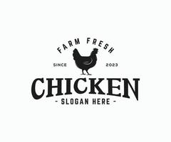 minimalista e semplice pollo azienda agricola logo. retrò distintivo pollo azienda agricola logo modello. vettore