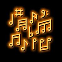 Nota musica neon splendore icona illustrazione vettore