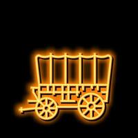 carro medievale trasporto neon splendore icona illustrazione vettore