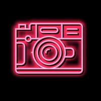 Vintage ▾ foto telecamera neon splendore icona illustrazione vettore