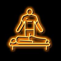 massaggio terapista neon splendore icona illustrazione vettore