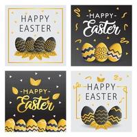 carta di buona Pasqua con colore oro e nero vettore