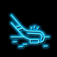 hockey sport gioco neon splendore icona illustrazione vettore