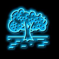 coltivazione oliva albero neon splendore icona illustrazione vettore