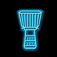 djembe tamburo strumento neon splendore icona illustrazione vettore