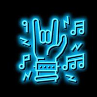 roccia musica concerto neon splendore icona illustrazione vettore