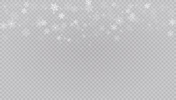 la neve bianca vola sullo sfondo. fiocchi di neve di Natale. illustrazione di sfondo bufera di neve invernale. vettore