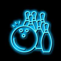 bowling gioco neon splendore icona illustrazione vettore