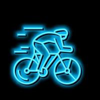 Ciclismo sport neon splendore icona illustrazione vettore