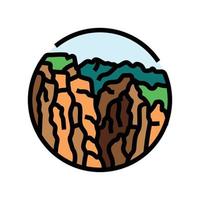 arrampicata montagna paesaggio colore icona vettore illustrazione
