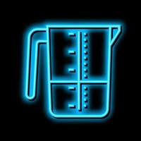 lavanderia misurazione tazza neon splendore icona illustrazione vettore