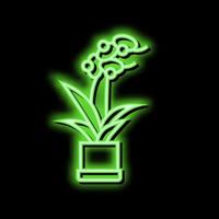 fiore nel pentola neon splendore icona illustrazione vettore