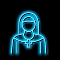 suora cristianesimo neon splendore icona illustrazione vettore