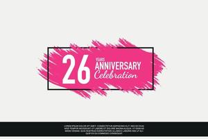 26 anno anniversario celebrazione vettore rosa design nel nero telaio su bianca sfondo astratto illustrazione logo