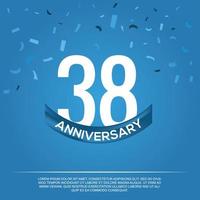38 ° anniversario celebrazione vettore design con bianca colore numeri e bianca colore font su blu colore sfondo astratto