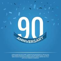 90 ° anniversario celebrazione vettore design con bianca colore numeri e bianca colore font su blu colore sfondo astratto