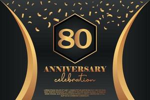 80 ° anniversario celebrazione logo con d'oro colorato vettore design per saluto astratto illustrazione