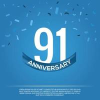 91° anniversario celebrazione vettore design con bianca colore numeri e bianca colore font su blu colore sfondo astratto