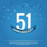 51st anniversario celebrazione vettore design con bianca colore numeri e bianca colore font su blu colore sfondo astratto