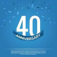40 ° anniversario celebrazione vettore design con bianca colore numeri e bianca colore font su blu colore sfondo astratto