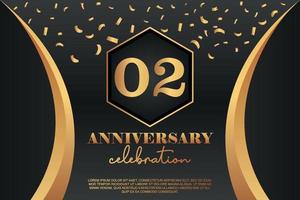 02 anniversario celebrazione logo con d'oro colorato vettore design per saluto astratto illustrazione