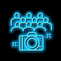 collettivo fotografia scuola materna neon splendore icona illustrazione vettore