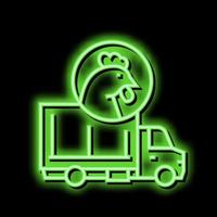 pollo camion mezzi di trasporto neon splendore icona illustrazione vettore