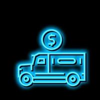 blindato camion trasporto neon splendore icona illustrazione vettore
