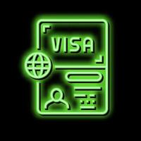 permettendo documento Visa neon splendore icona illustrazione vettore