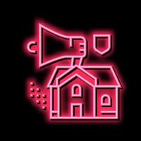 Casa vendita altoparlante neon splendore icona illustrazione vettore