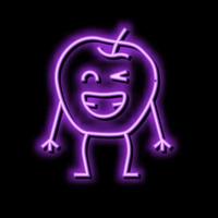 Mela frutta personaggio neon splendore icona illustrazione vettore