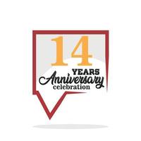 14 anno anniversario celebrazione anniversario logo con discorso bolla su bianca sfondo vettore design per celebrazione invito carta e saluto carta