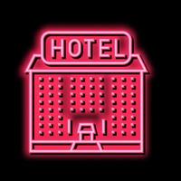 Hotel edificio neon splendore icona illustrazione vettore