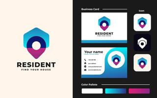 modello di progettazione logo punto casa e biglietto da visita - buono da usare per l'edilizia e l'architettura vettore