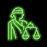 justitia legge neon splendore icona illustrazione vettore