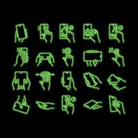 smartphone gesto neon splendore icona illustrazione vettore
