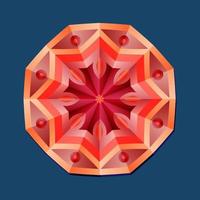 questo è un modello poligonale. questo è un mandala geometrico rosso. motivo floreale asiatico. vettore