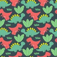 simpatici dinosauri design pattern. illustrazione vettoriale seamless pattern con dinosauri