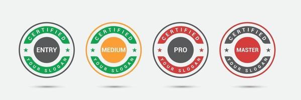 badge logo aziendale certificato professionale. modello di icona etichetta candidati esame di certificazione. illustrazione vettoriale. vettore