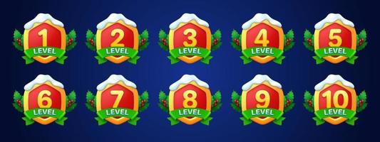 gioco badge con livello numero, agrifoglio bacca, le foglie vettore