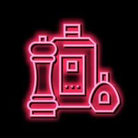 Spezia Pepe, sale e salsa pacchi neon splendore icona illustrazione vettore
