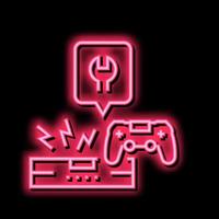 gioco consolle riparazione neon splendore icona illustrazione vettore